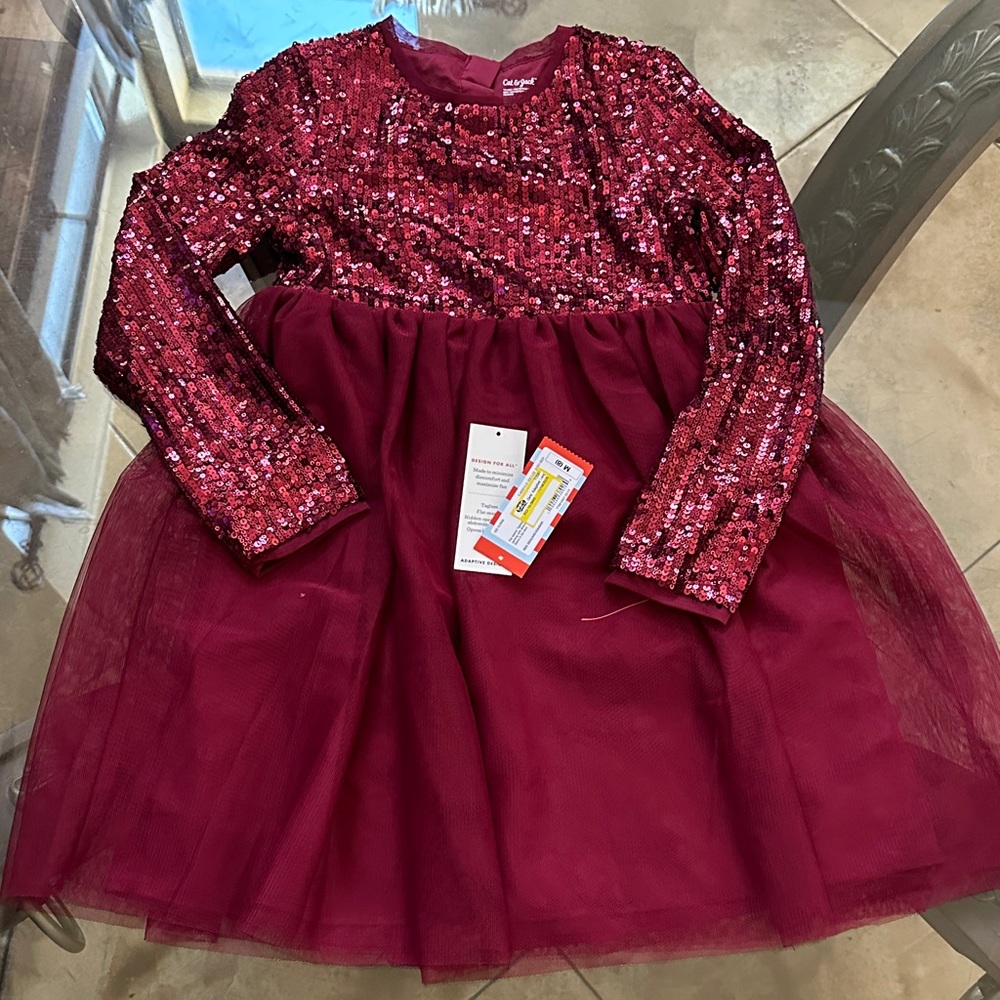 Cat & Jack Sparkling Red Sequin Dress NWT 8